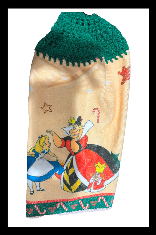 Alice, Queen, Rabbit Christmas Kitchen Towel