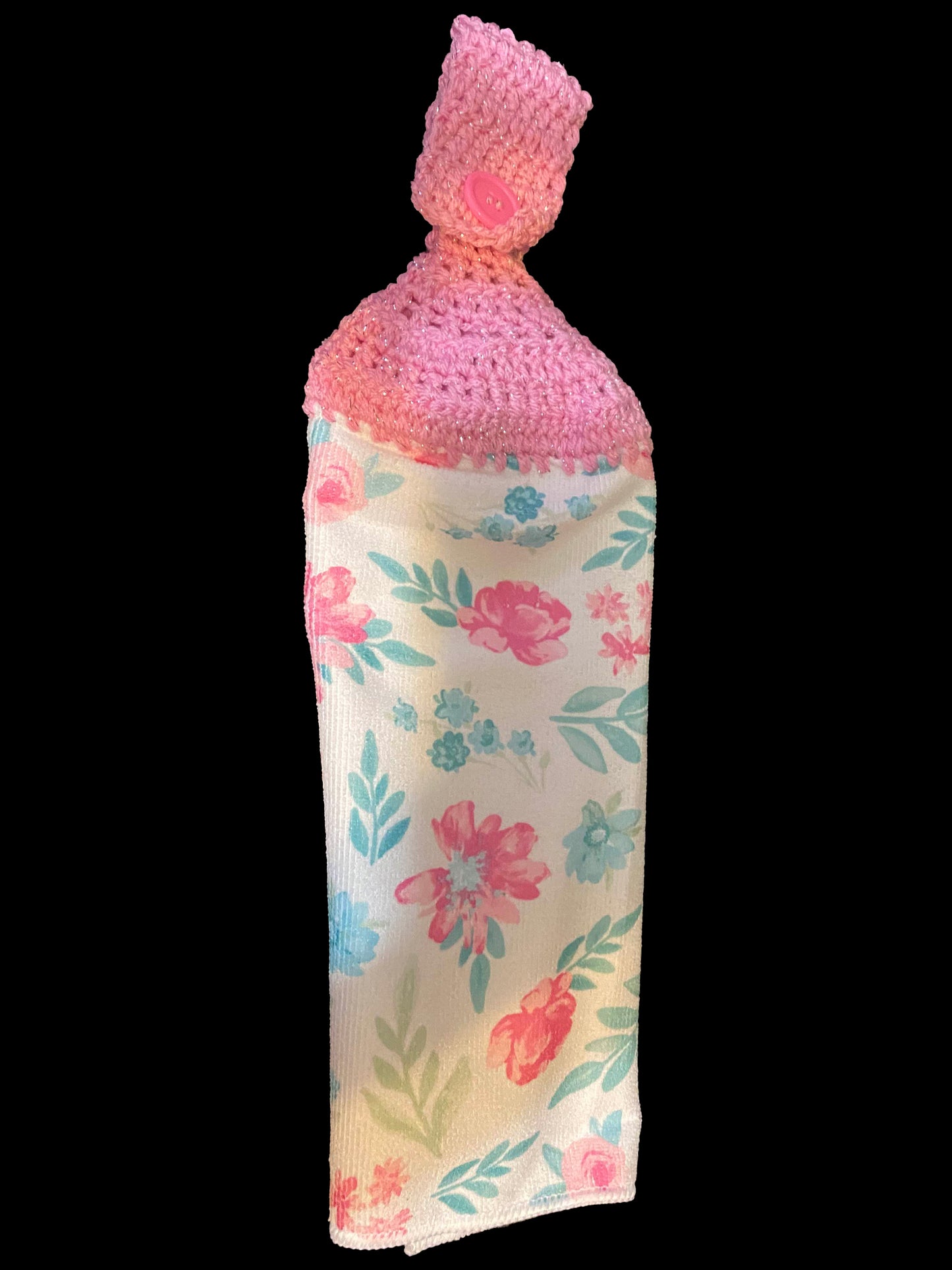 Pink Flowers Kitchen Towel