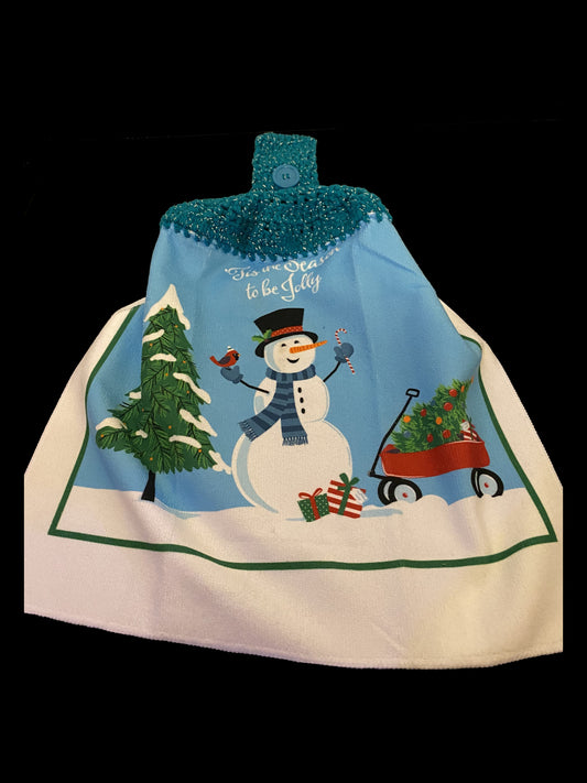 Tis Season Snowman Kitchen Towel