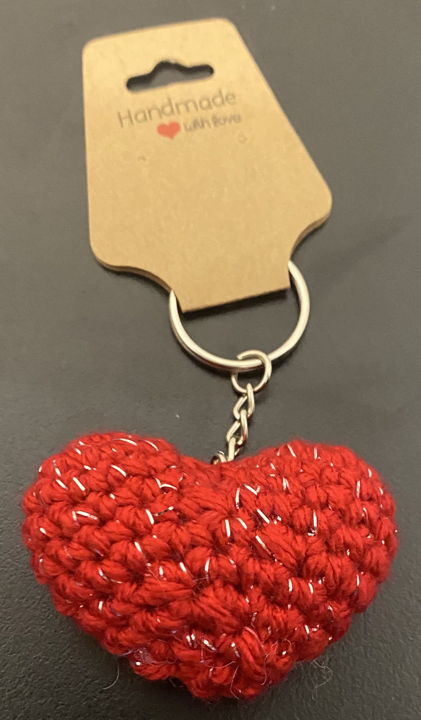 Mini Crochet Heart Keychain