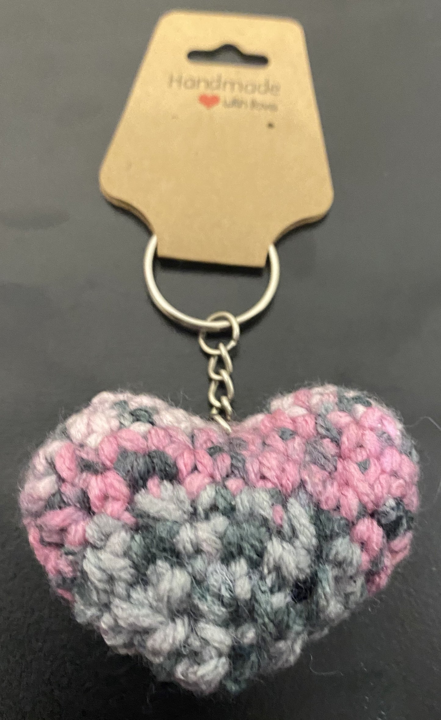 Mini Crochet Heart Keychain
