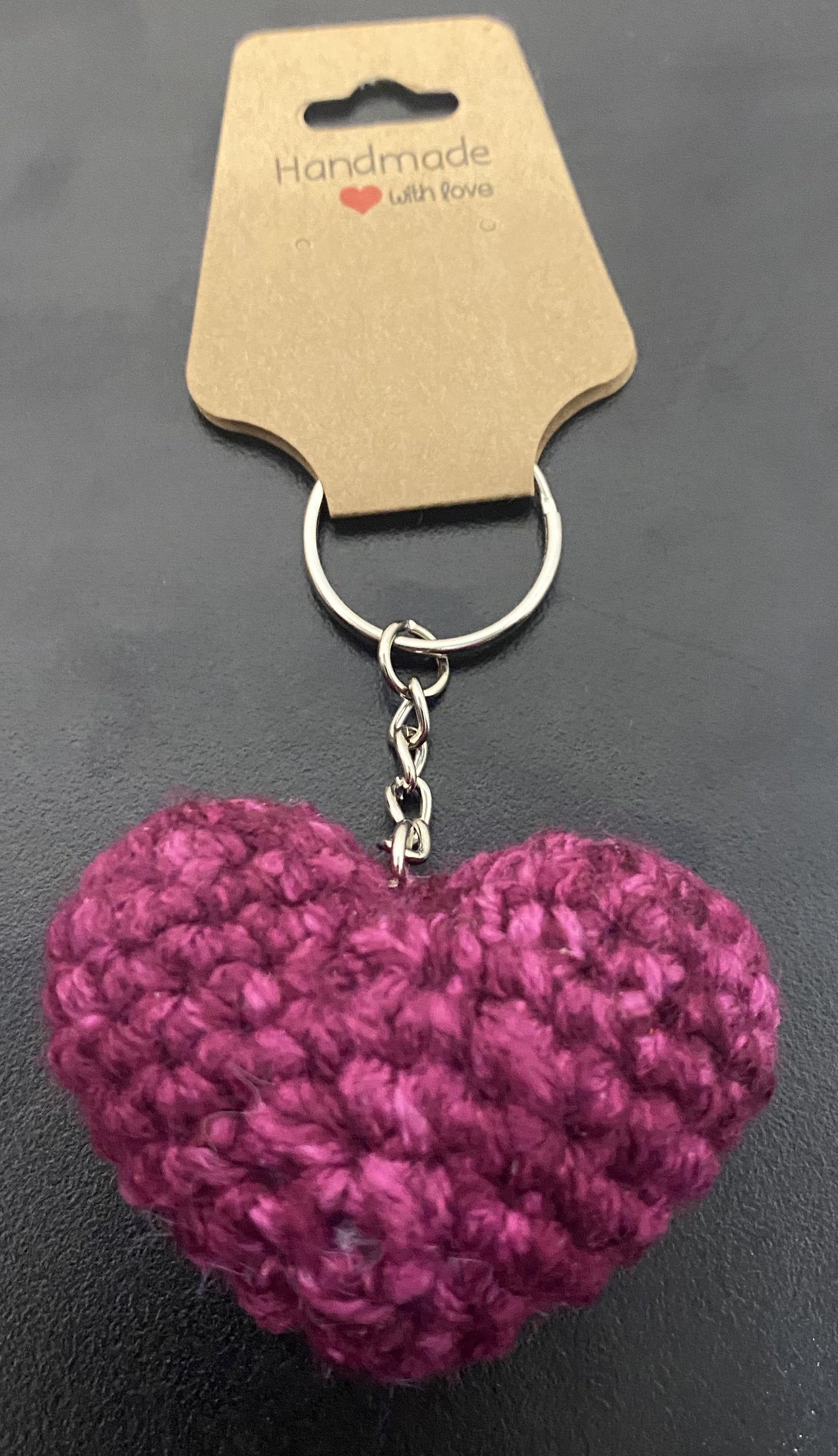 Mini Crochet Heart Keychain