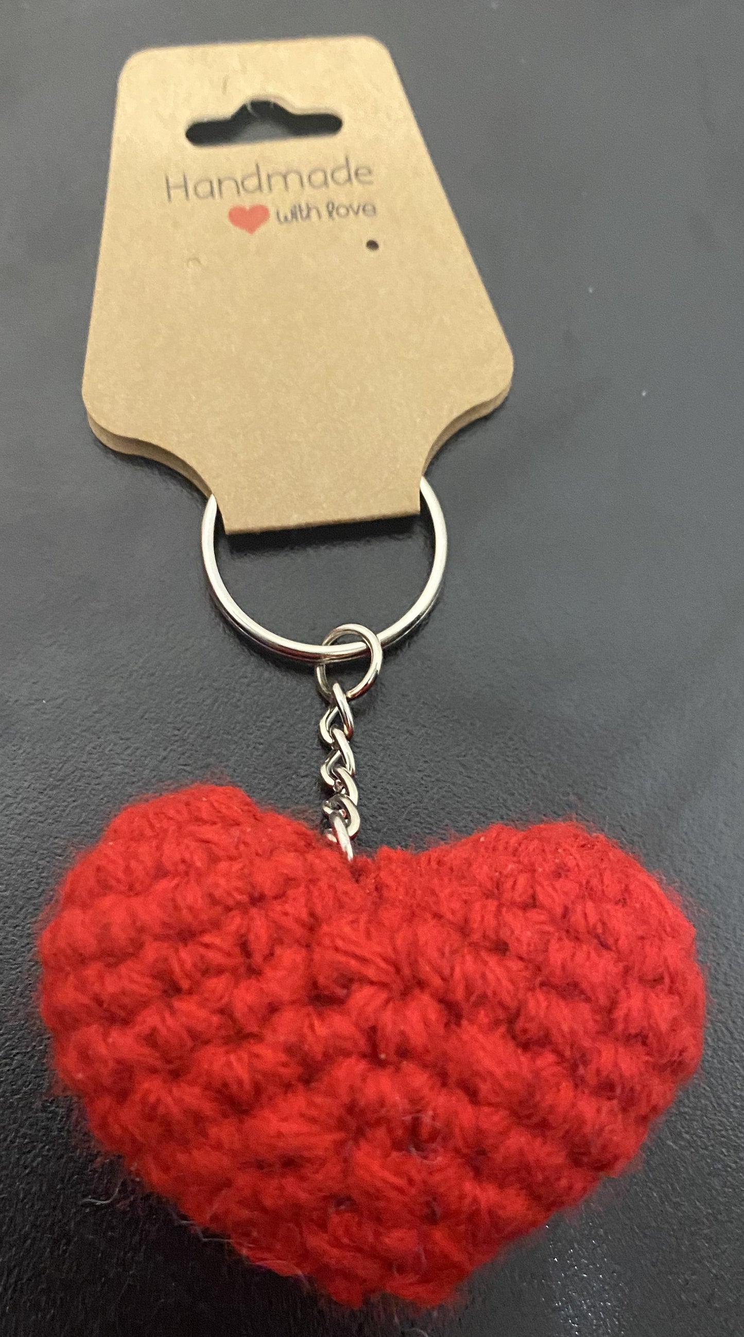 Mini Crochet Heart Keychain