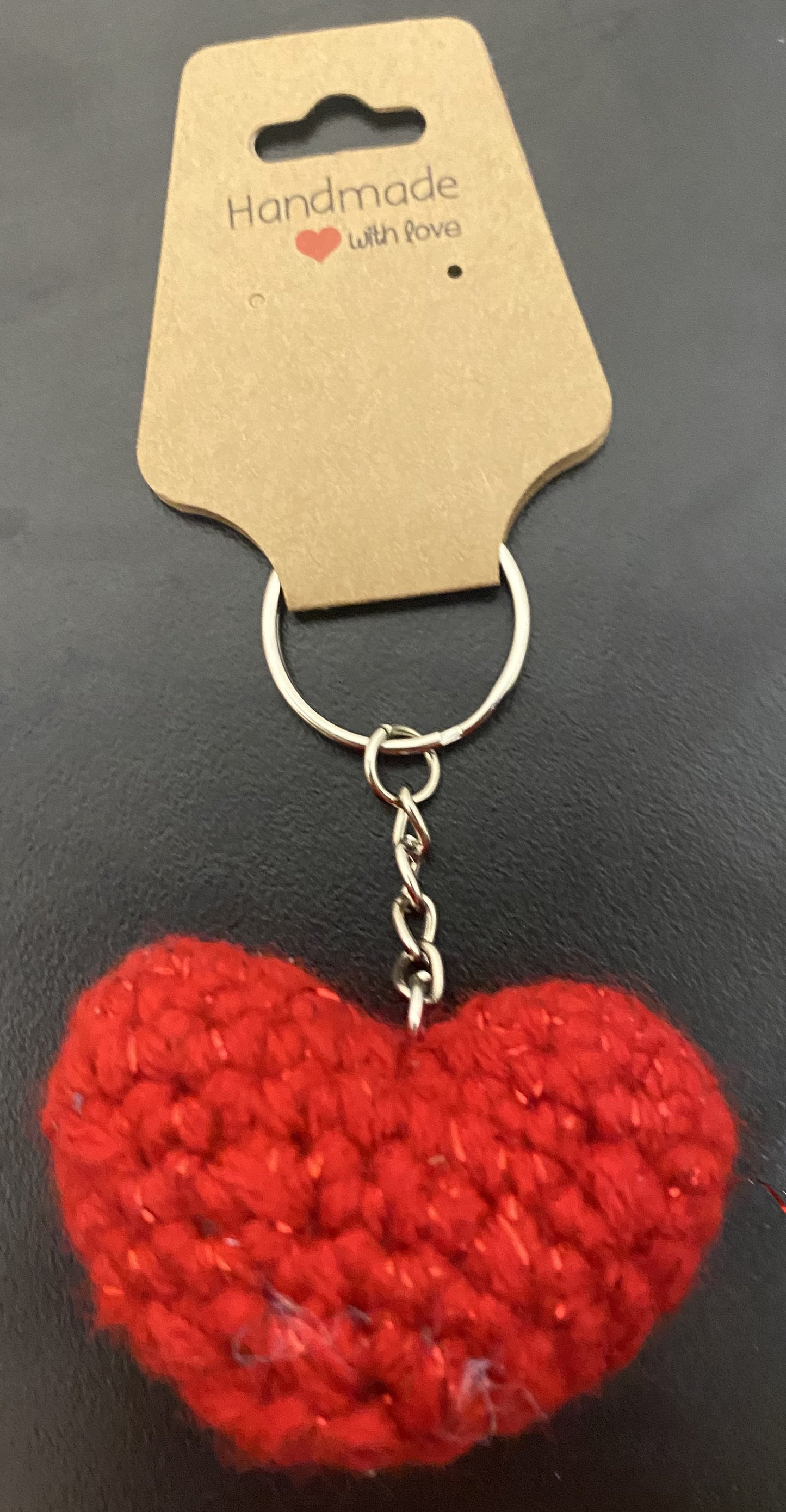 Mini Crochet Heart Keychain